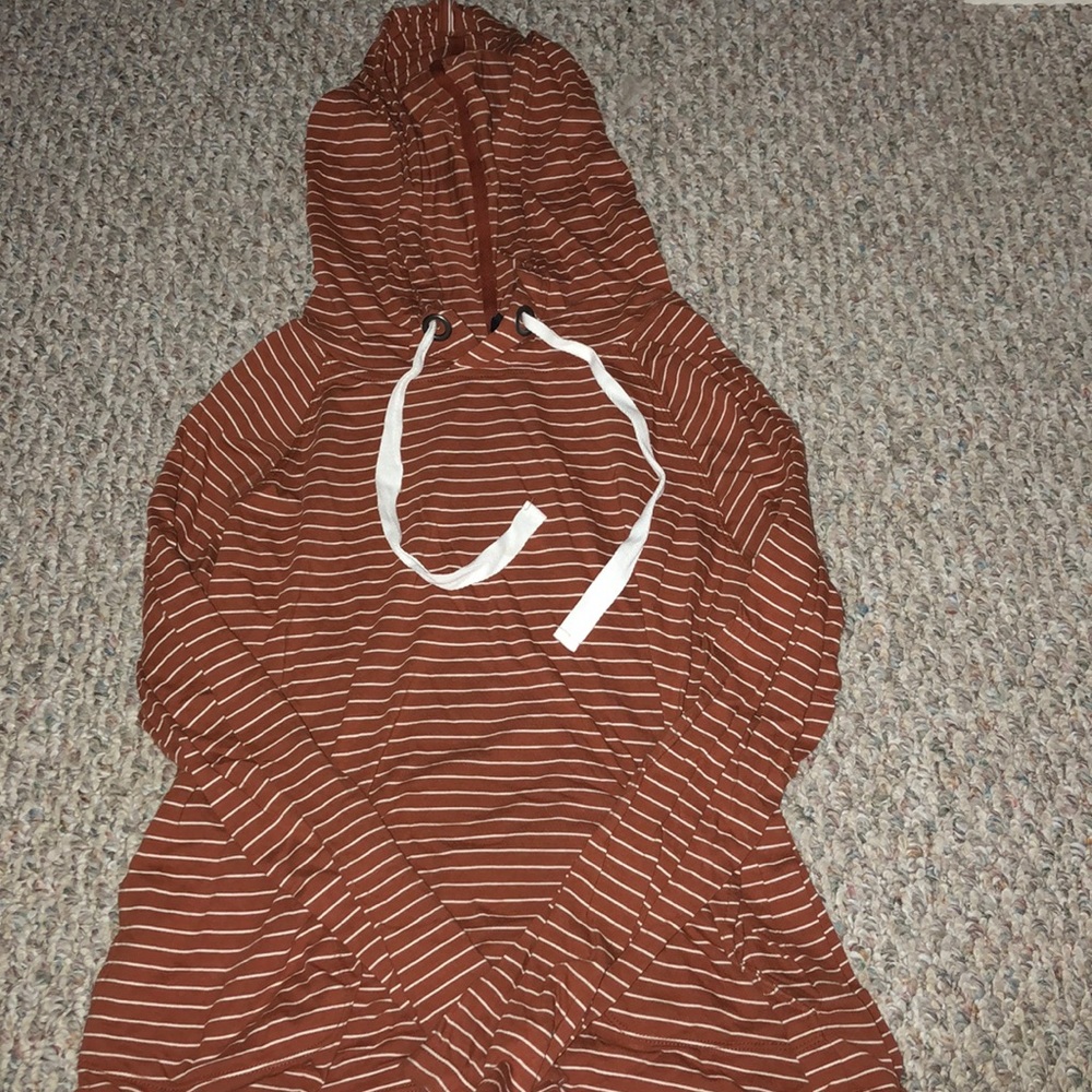 cute rusty orange and white stripe light hoodie
